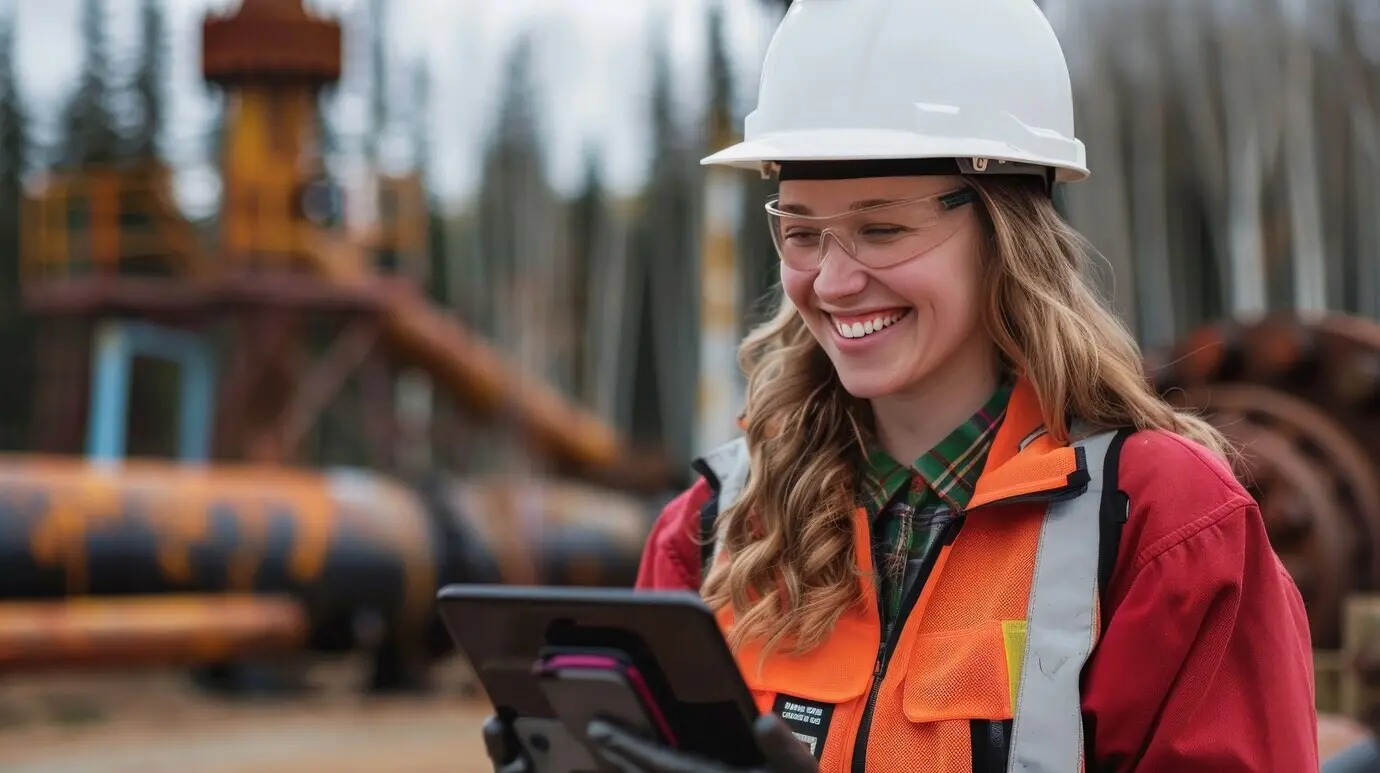 Porträt von Ingenieuren während der Arbeitszeit am Einsatzort.